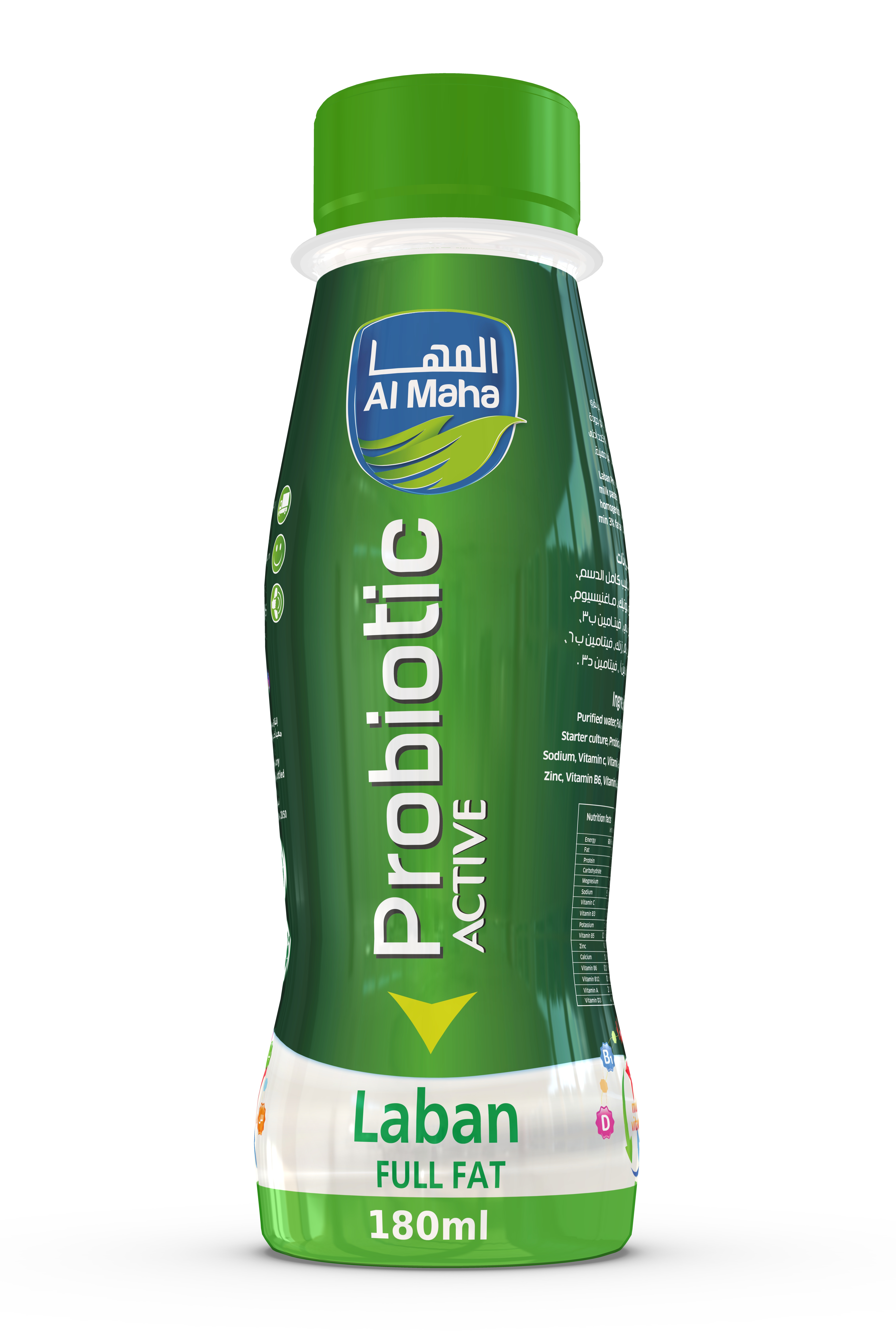 المها بروبايوتيك أكتيف لبن كامل الدسم